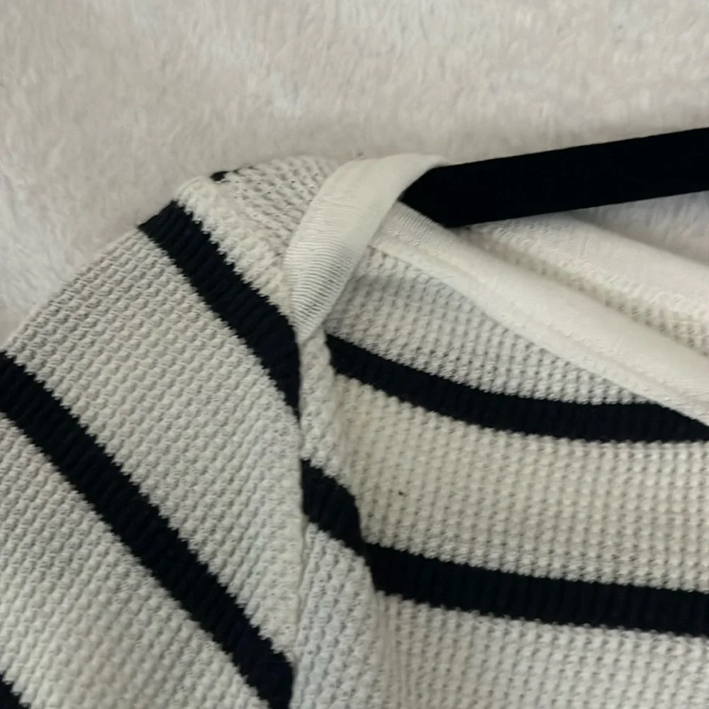 BDG WaffleStriped Long Sleeve Top - Black and White NWOT